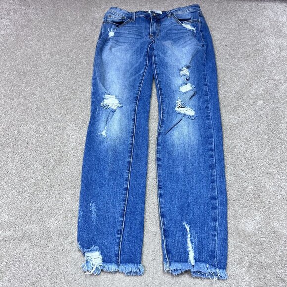 A2J Jeans Women’s Blue Skinny Pockets Distressed Size 7 - Picture 1 of 12